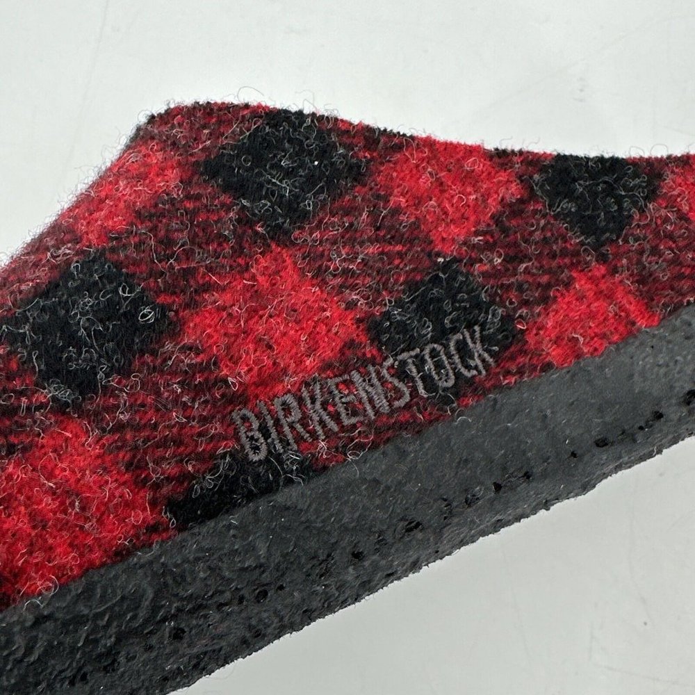 Birkenstock Zermatt Rivet Women’s 8 Wool Clogs Narrow Unisex Slippers Plaid Red - Picture 9 of 12